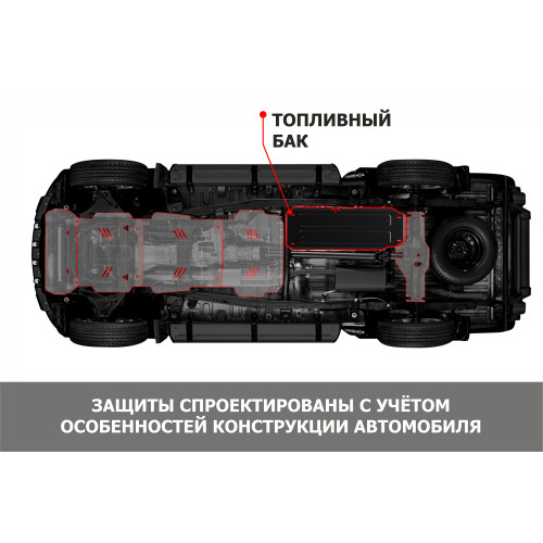 Защита Топливного бака АвтоБроня для Chery Tiggo 7 PRO 2018-2024, Сталь 45778 мм - Арт. 111.00924.1